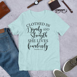 Proverbs Woman Christian T Shirt, Strength Shirt, Ladies Apparel, Christian Gift, Bible Quote Shirt, Scripture Shirt, Inspirational Tee