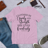 Proverbs Woman Christian T Shirt, Strength Shirt, Ladies Apparel, Christian Gift, Bible Quote Shirt, Scripture Shirt, Inspirational Tee