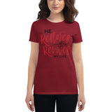 Christian Bible Verse Shirt,He Restores and Revives, Psalm Verse, Christian Verse Tee, Graphic Art Tee,Women's short sleeve t-shirt