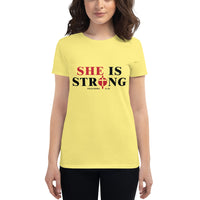 She Is Strong,Christian Women, Christian Gift, Positive Inspiration,Bible Quote Print,Lovely Design,Women's short sleeve t-shirt