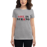 She Is Strong,Christian Women, Christian Gift, Positive Inspiration,Bible Quote Print,Lovely Design,Women's short sleeve t-shirt